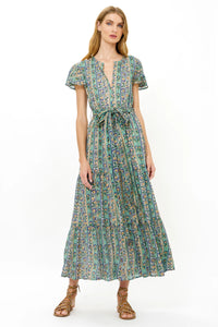 Oliphant V-Neck Maxi Dress Taj Aqua