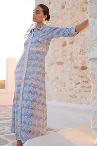 Oliphant Floral Print Maxi Shirt Dress