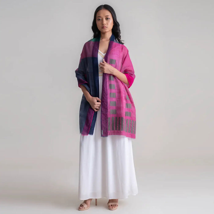 Sadhu Collective Silk Wool Jamdani Scarf