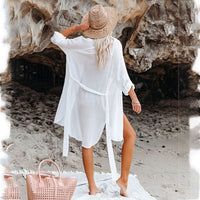 Accity Button Front Shirt Beach Coverup