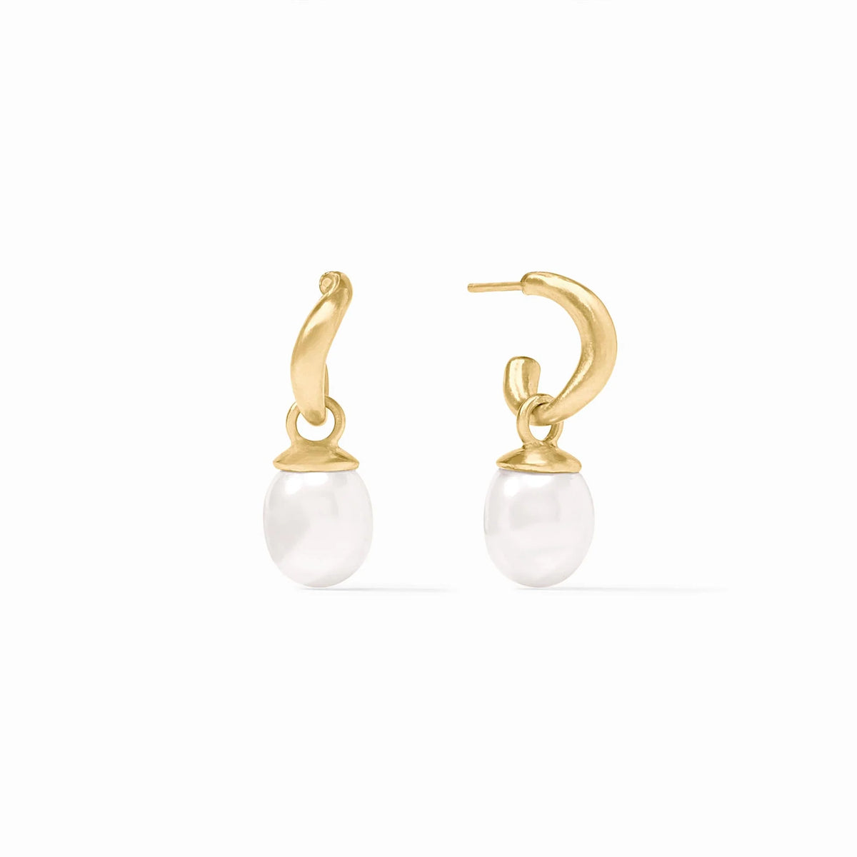 Julie Vos Wave Hoop & Charm Pearl Earrings