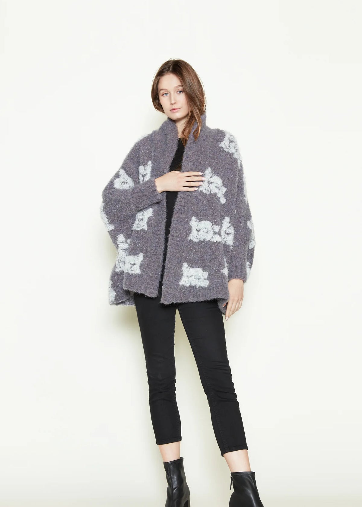 Look by M Floral Teddy Cape Cardigan