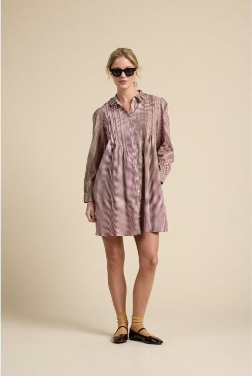 Trovata Olivia Mahogany Check Dress