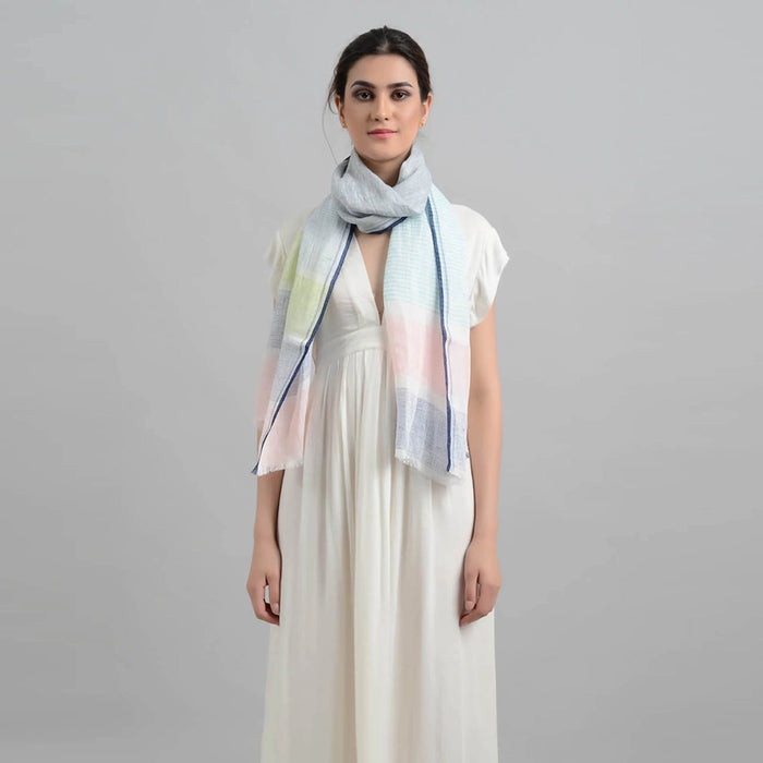 Sadhu Collective Pastel Whisper Handwoven Linen Scarf
