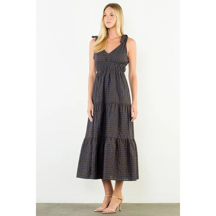 THML Tie Strap Circle Print Dress
