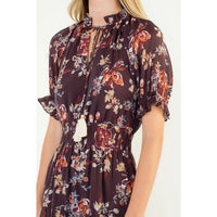 THML Short Sleeve Floral Print Maxi Dress