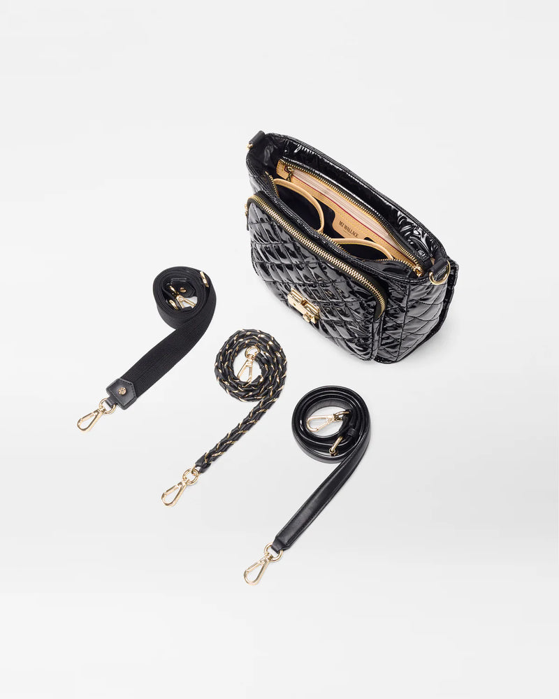 MZ Wallace Black Lacquer Medium Lock Crosby