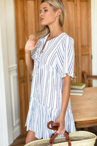 Emerson Fry Isla Textured Striped Short Dress