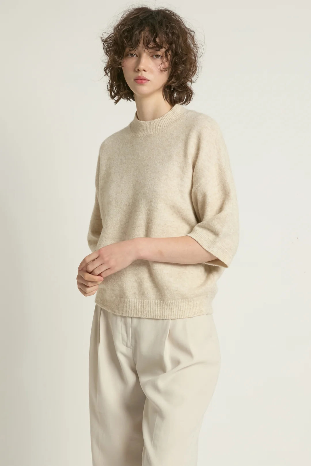 Common Knit Half Sleeve Mockneck Sweater