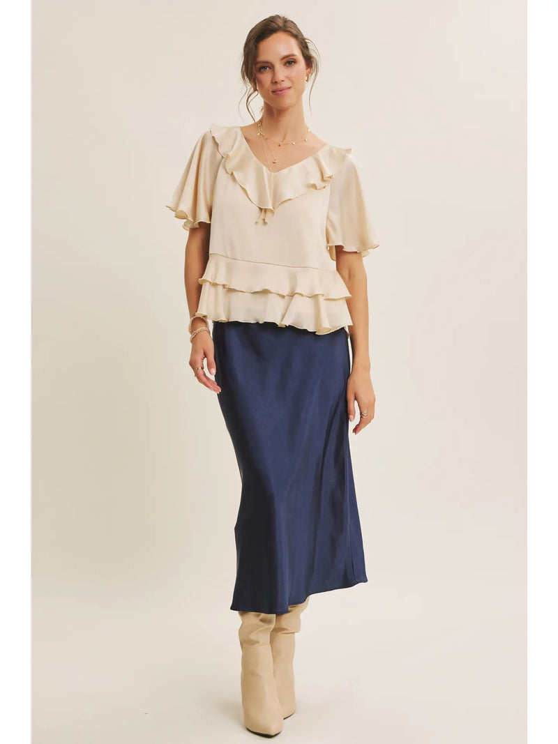 In February Silky Satin Bias Cut Maxi Skirt