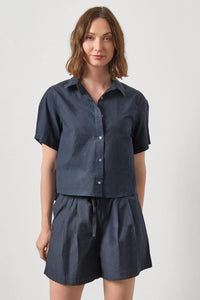 Lilla P Folded Sleeve Button Down