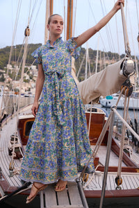 Oliphant Ruffle Collar Button Maxi Dress