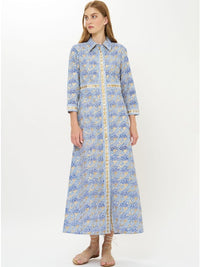 Oliphant Floral Print Maxi Shirt Dress