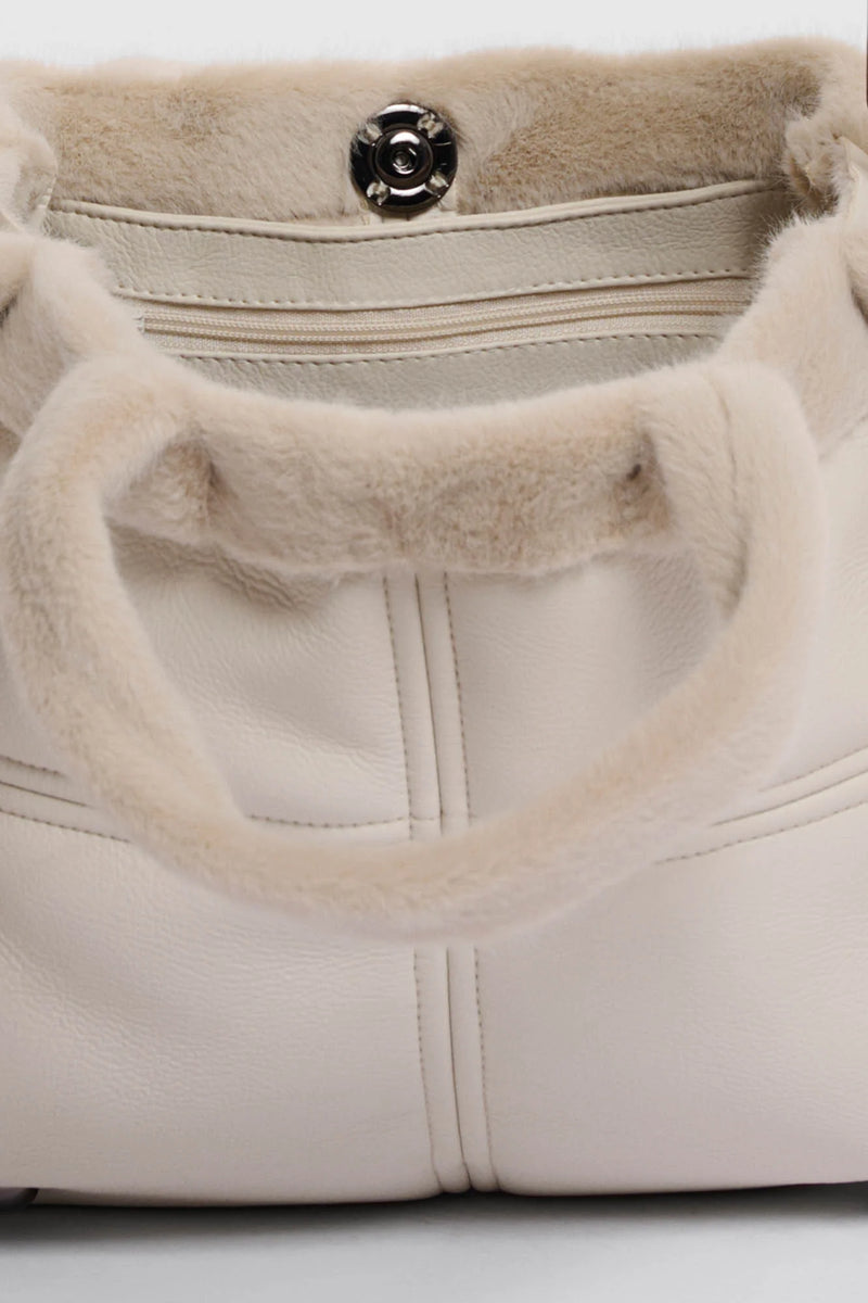 Rino & Pelle Jasha Small Faux Fur Leather Trim Shopper