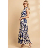 Pinch Floral & Geometric Tiered Maxi Dress