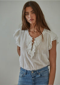 By Together Cotton Linen V-Neck Top