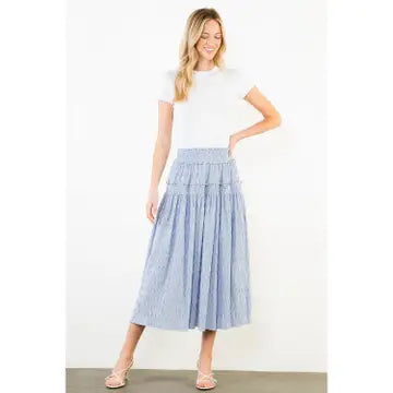 THML Striped Smocked Skirt