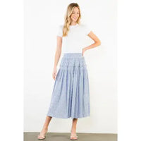 THML Striped Smocked Skirt