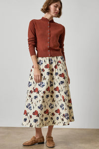 Lilla P Blue Poppy Print Paneled Skirt