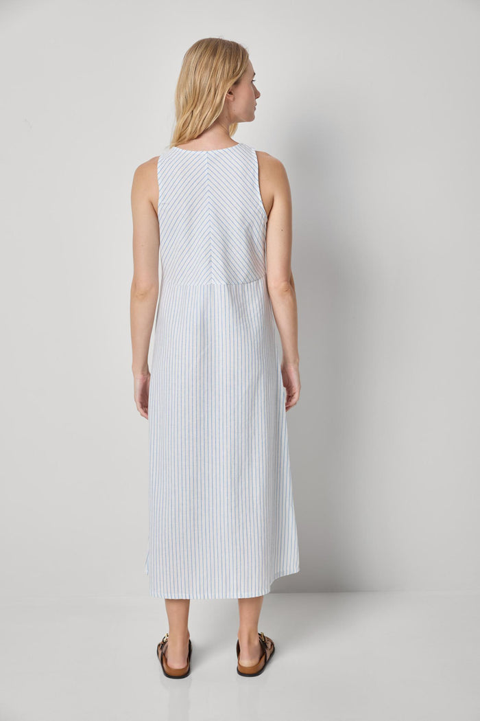Lilla P Striped Keyhole Midi Dress