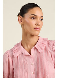 Trovata Birds of Paradis Jess Houndstooth Blouse Blush
