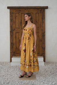 Moon River Floral Embroidery Midi Dress