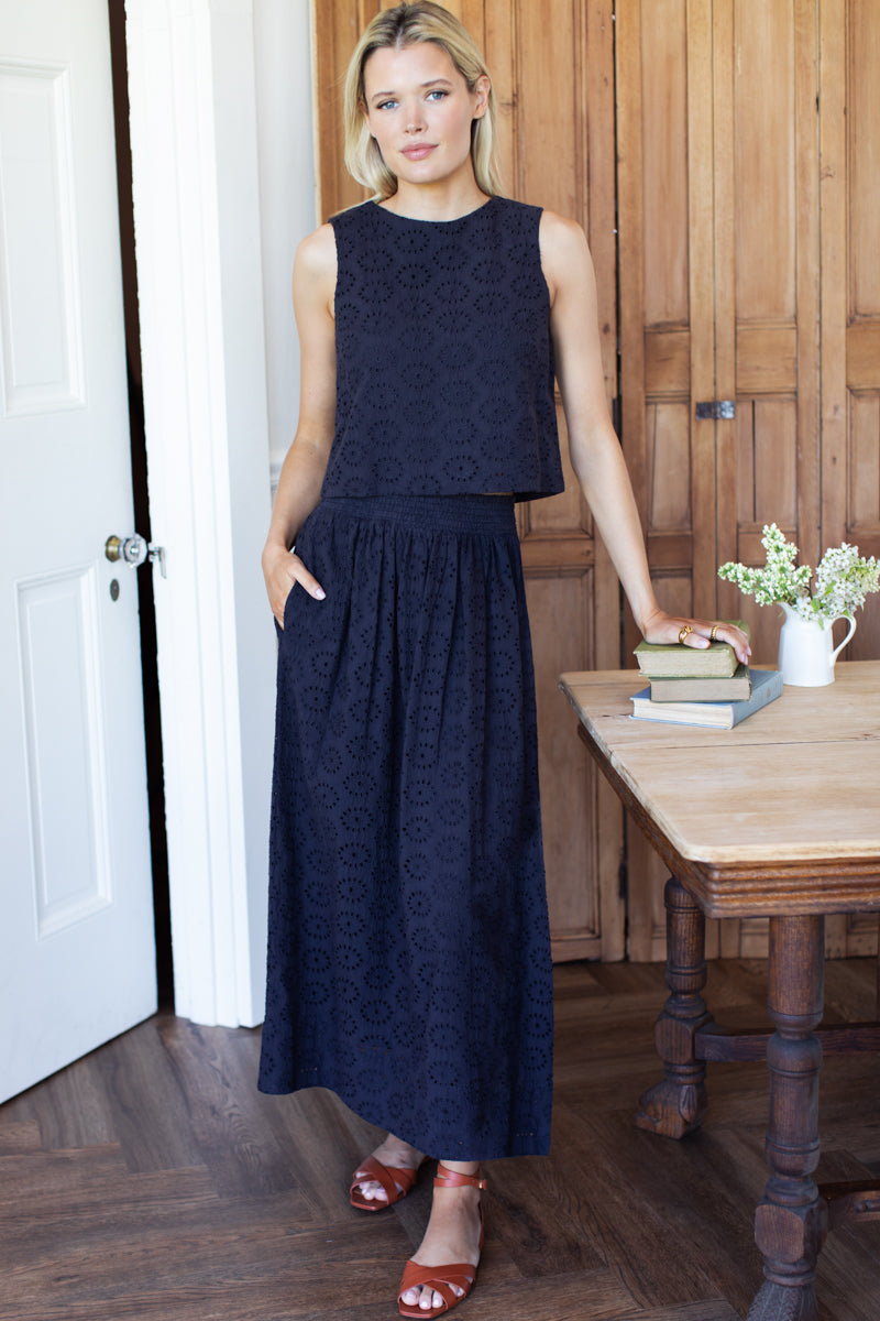 Emerson Fry Wide Hem Eyelet Skirt