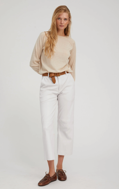 SPRWMN Cropped Baggy Leather Trousers Final Clearance