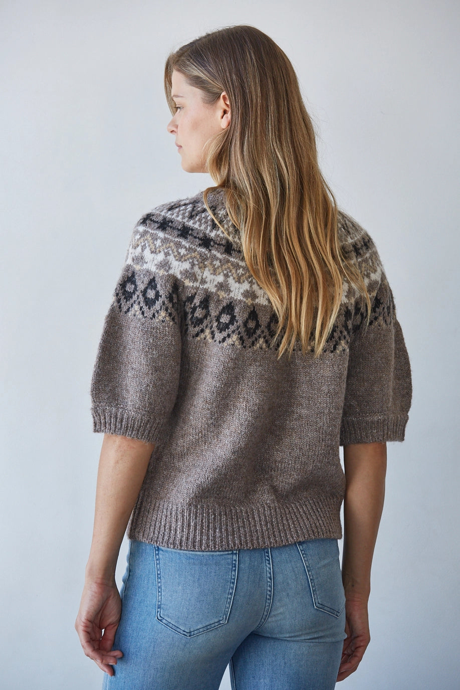 By Together Short Sleeve Fair Isle Sweater