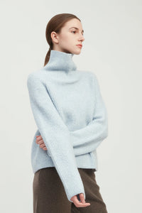 Common Knit Funnel Neck Rib Knit Sweater
