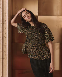 The Great Leopard Print Smocked Top