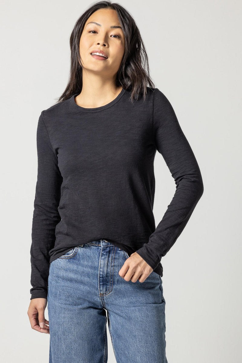 Lilla P Long Sleeve Slub Crewneck