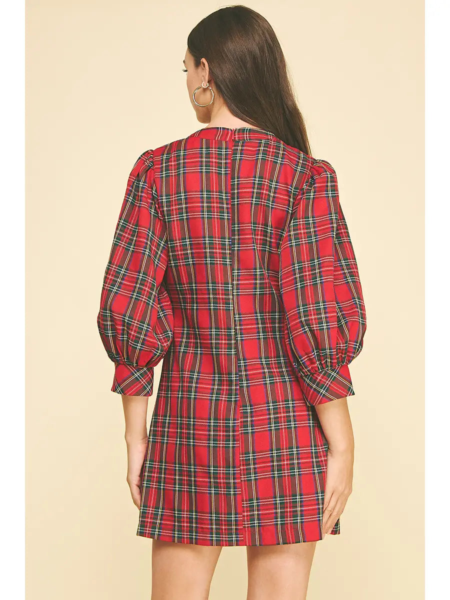 Pinch Plaid Mini Dress