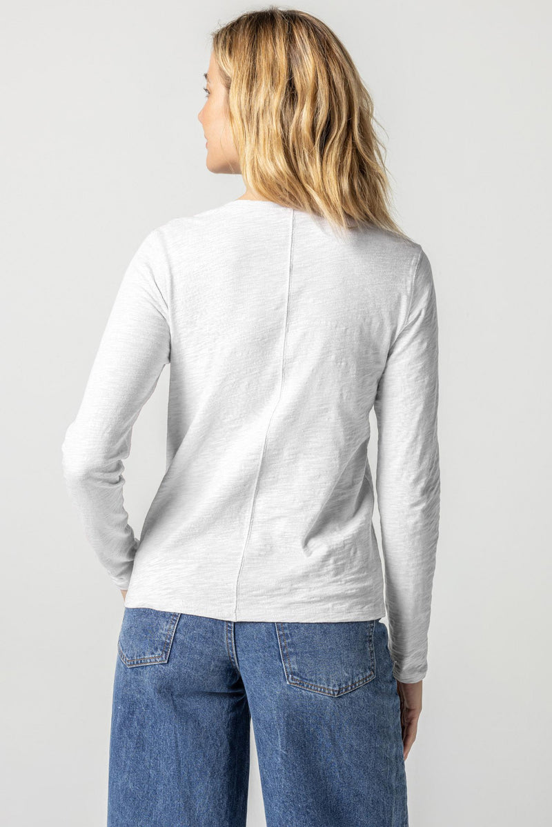 Lilla P Long Sleeve Slub V-Neck