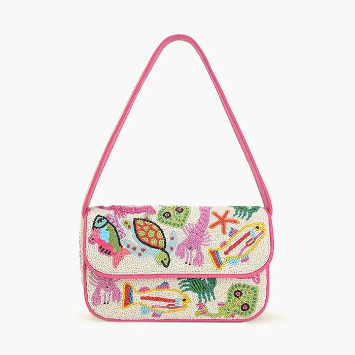 America & Beyond Underwater Tales Beaded Shoulder Bag