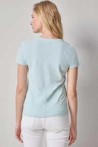 Lilla P Short Sleeve Back Seam Crew Seabreeze