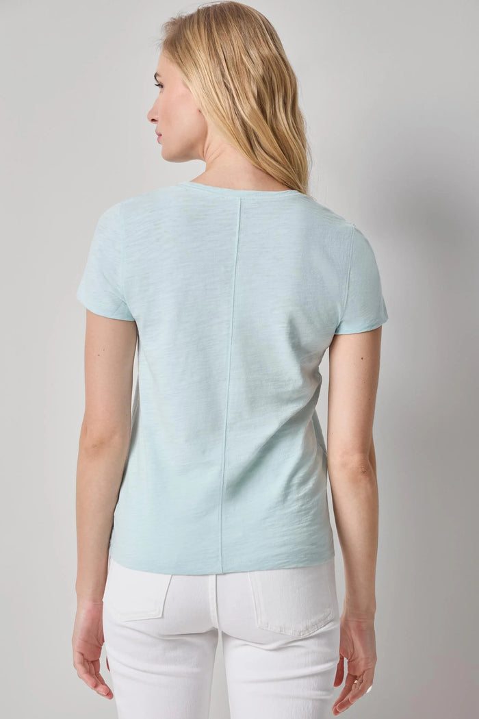 Lilla P Short Sleeve Back Seam Crew Seabreeze