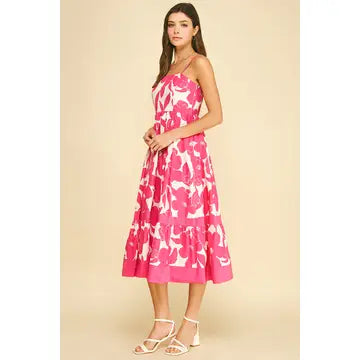 Pinch Bold Floral Print Tiered Midi Dress