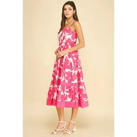 Pinch Bold Floral Print Tiered Midi Dress