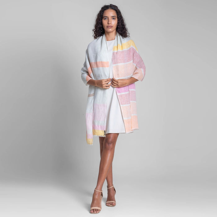 Sadhu Collective Handwoven Linen Scarf Gentle Hues