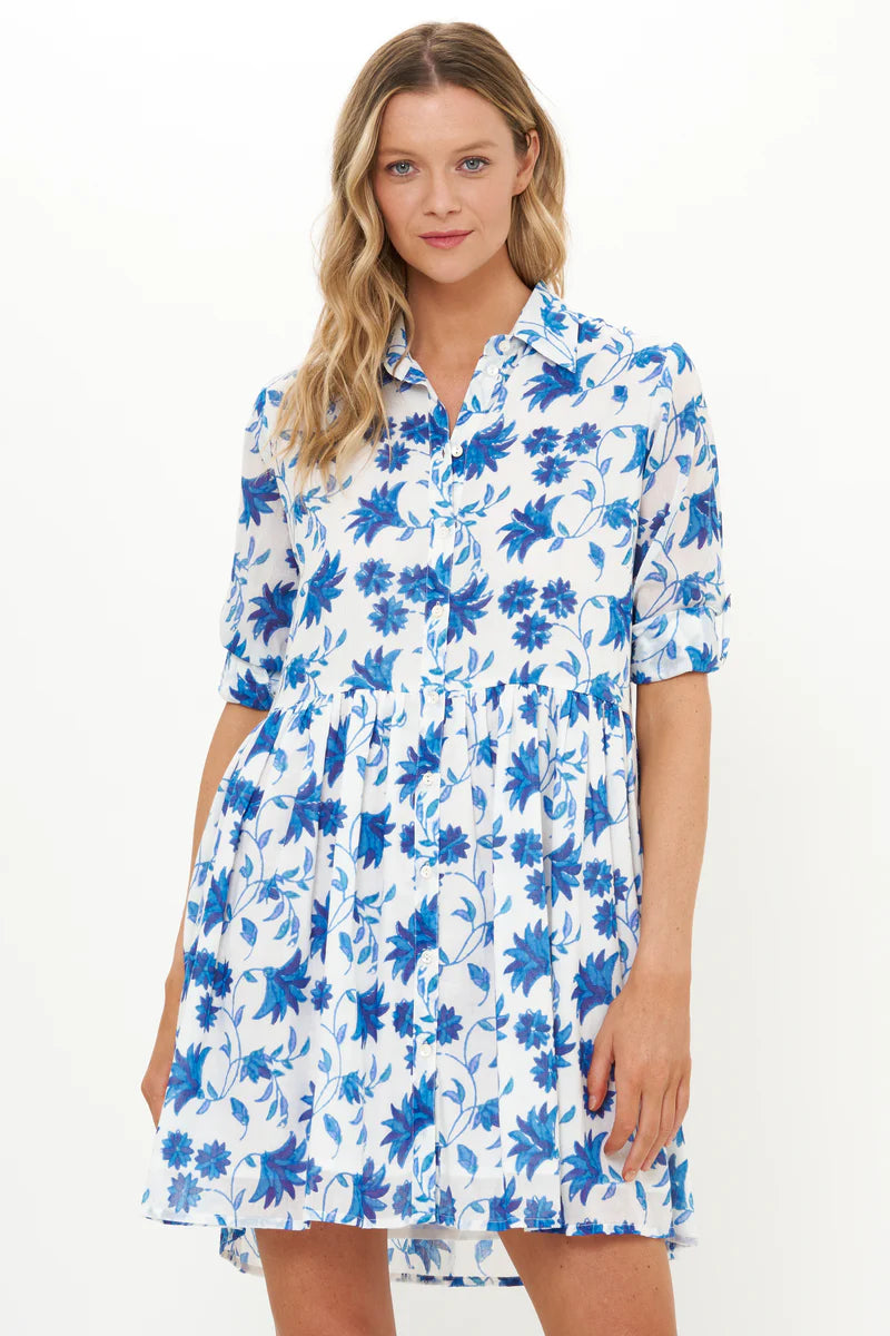 Oliphant Long Sleeve Shirt Dress Marion Blue