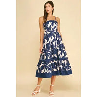 Pinch Bold Floral Print Tiered Midi Dress