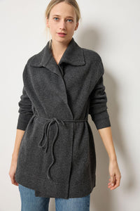 Lila P Notch Collar Open Cardigan