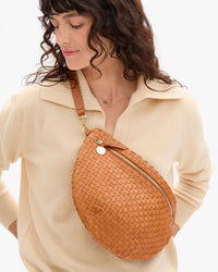 Clare V Grande Fanny Natural Woven Checker Bag