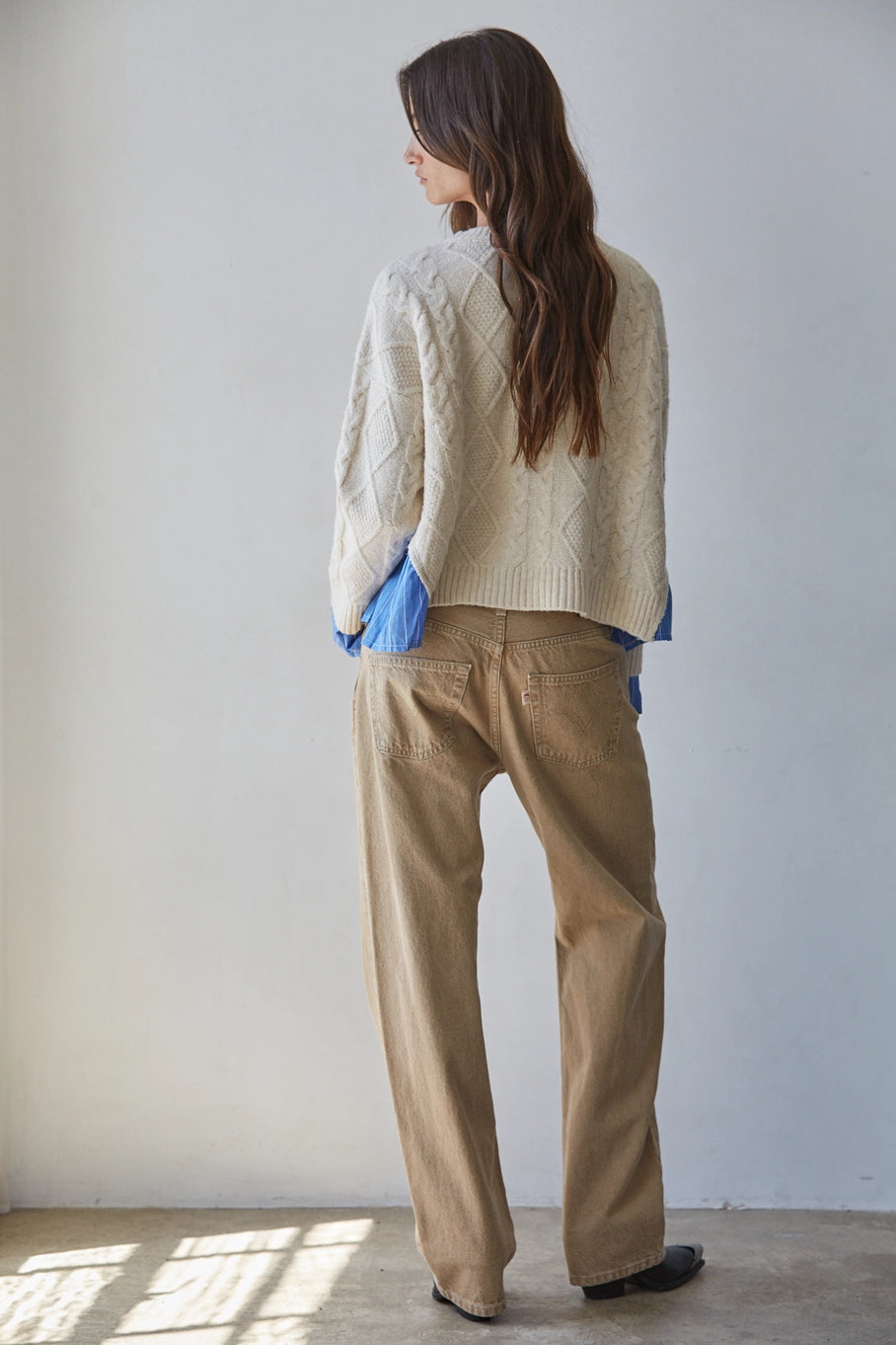 By Together Cable Knit Striped Twofer Top
