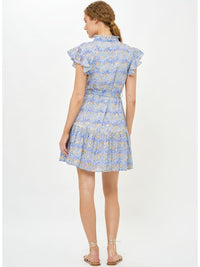 Oliphant Ruffle Collar Button Floral Mini Dress