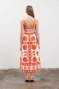 Moon River Sea Print Scallop Detail Dress