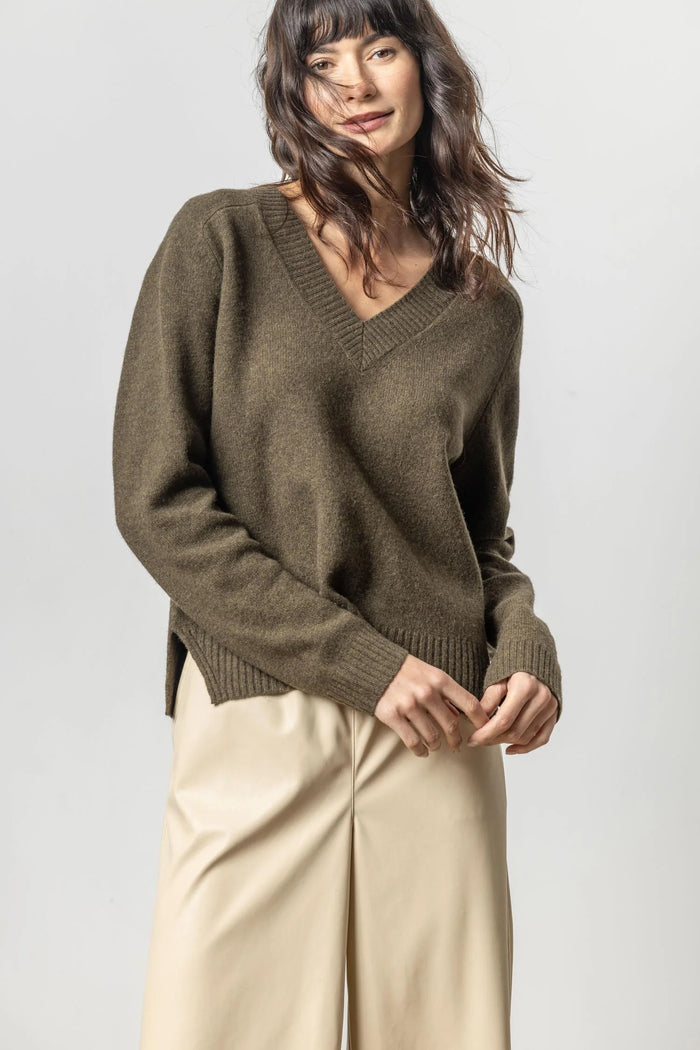 Lilla P Felted Easy V-Neck Sweater