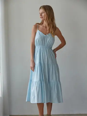 By Together V-Neck Tiered Midi Dress