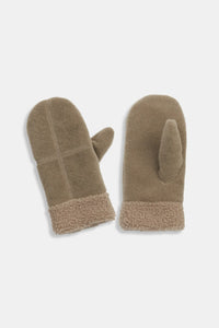 Common Knit Sherpa Trim Cross Mittens